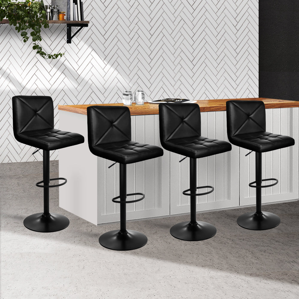 Artiss Set of 4 Bar Stools PU Leather Criss Cross Style - Black - Newstart Furniture