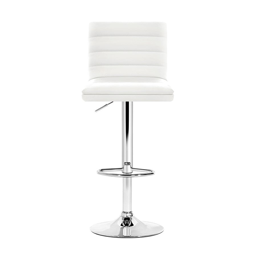 Artiss Set of 4 PU Leather Lined Pattern Bar Stools- White and Chrome - Newstart Furniture