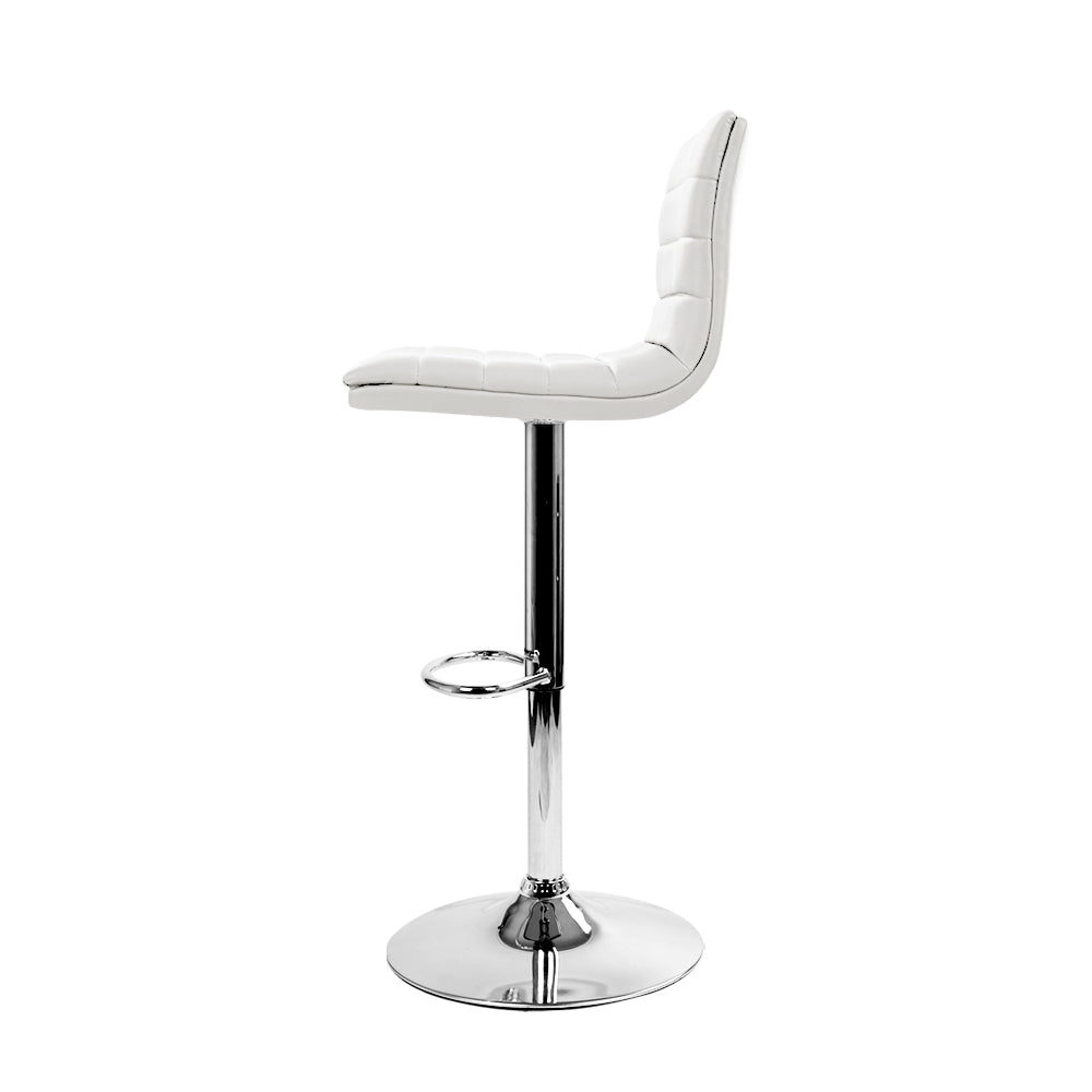 Artiss Set of 4 PU Leather Lined Pattern Bar Stools- White and Chrome - Newstart Furniture