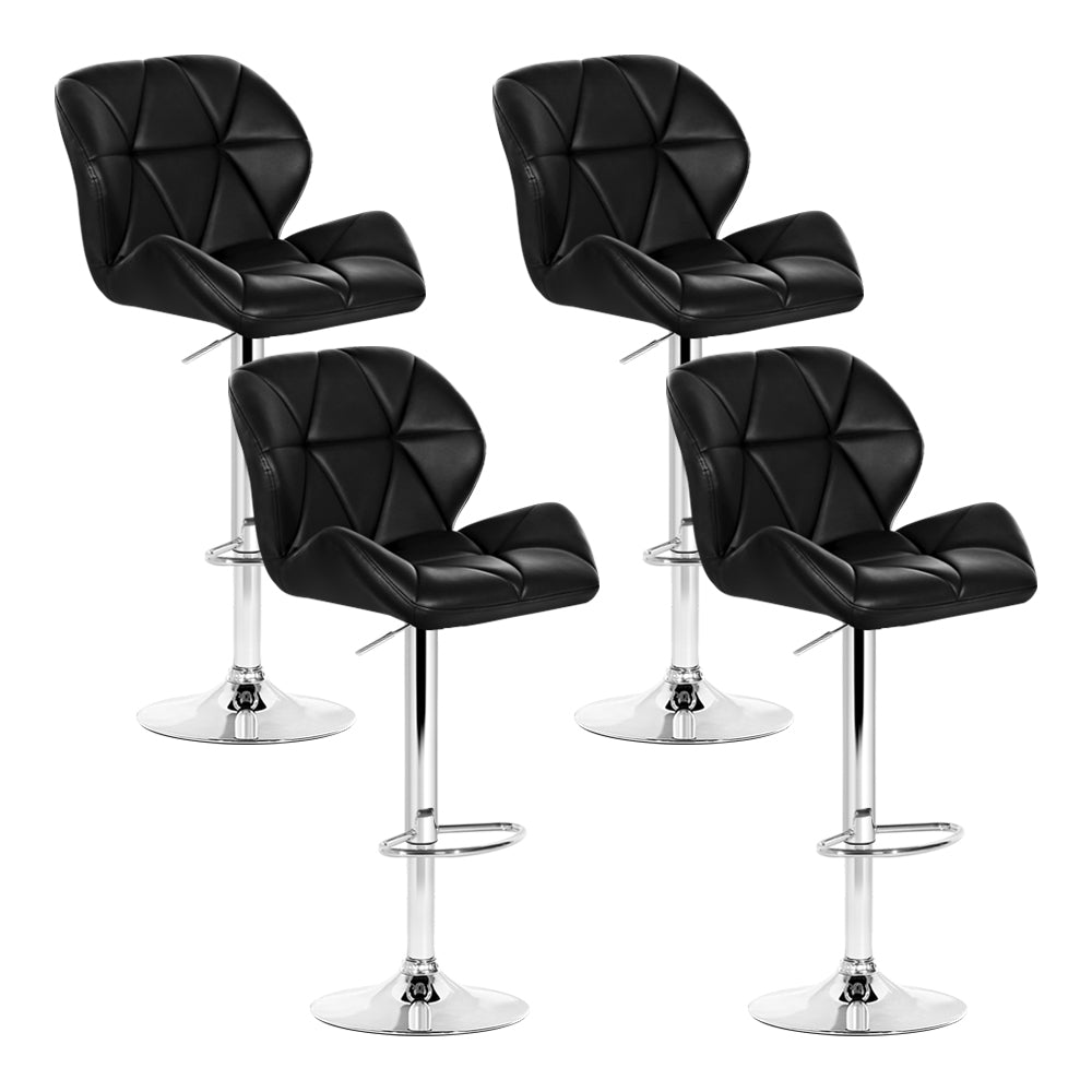 Artiss Set of 4 Kitchen Bar Stools - Black and Chrome - Newstart Furniture