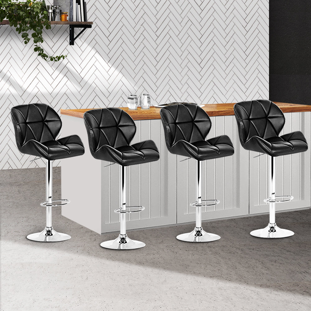 Artiss Set of 4 Kitchen Bar Stools - Black and Chrome - Newstart Furniture