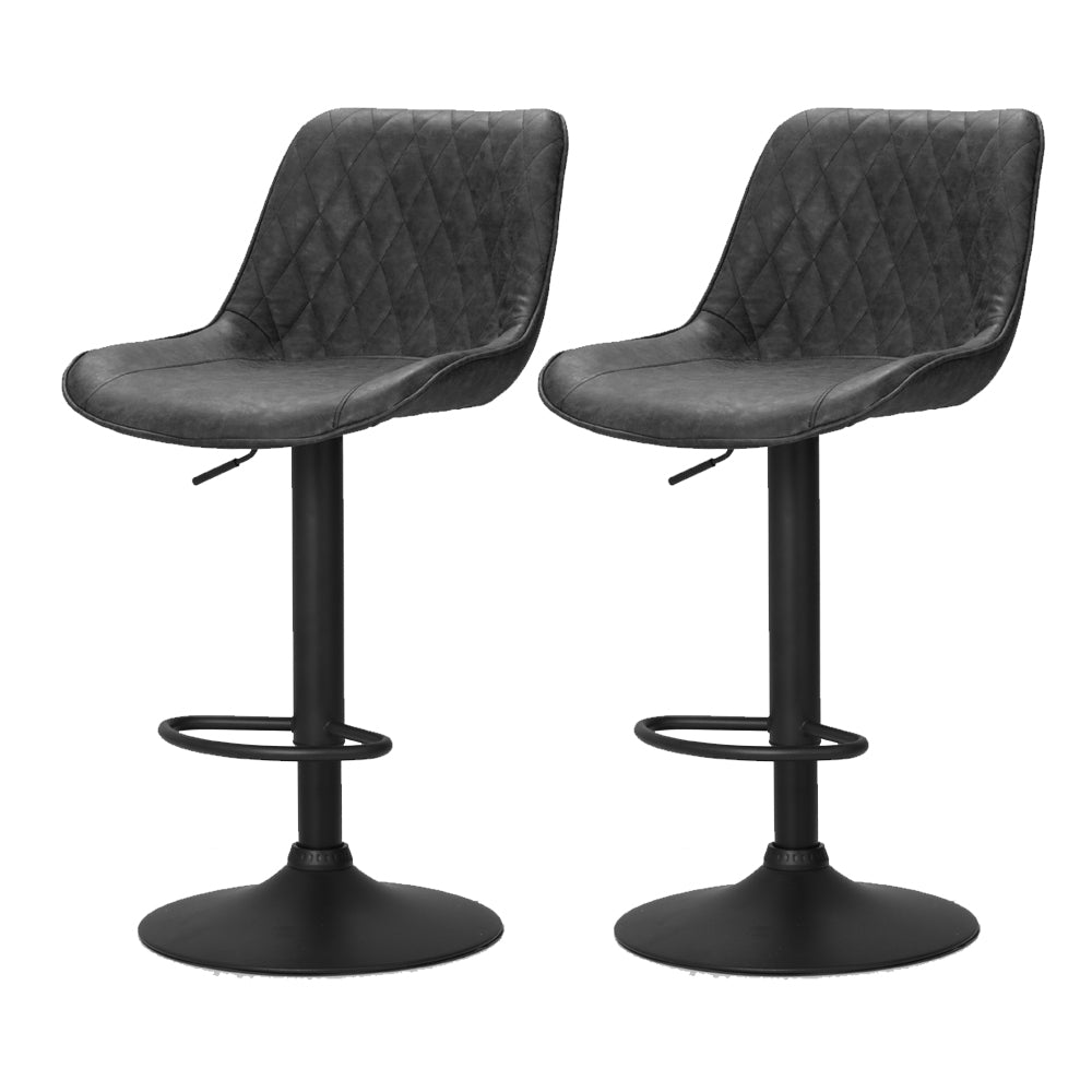 Artiss Set of 2 Bar Stools Kitchen Stool Chairs Metal Barstool Dining Chair Black Rushal - Newstart Furniture