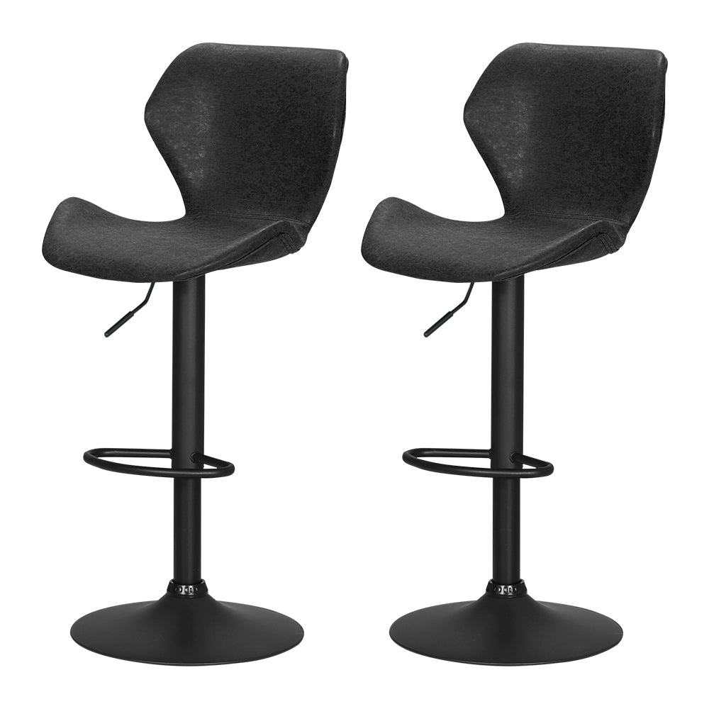 Artiss Set of 2 Bar Stools Kitchen Stool Chairs Metal Barstool Swivel Black Frawley - Newstart Furniture