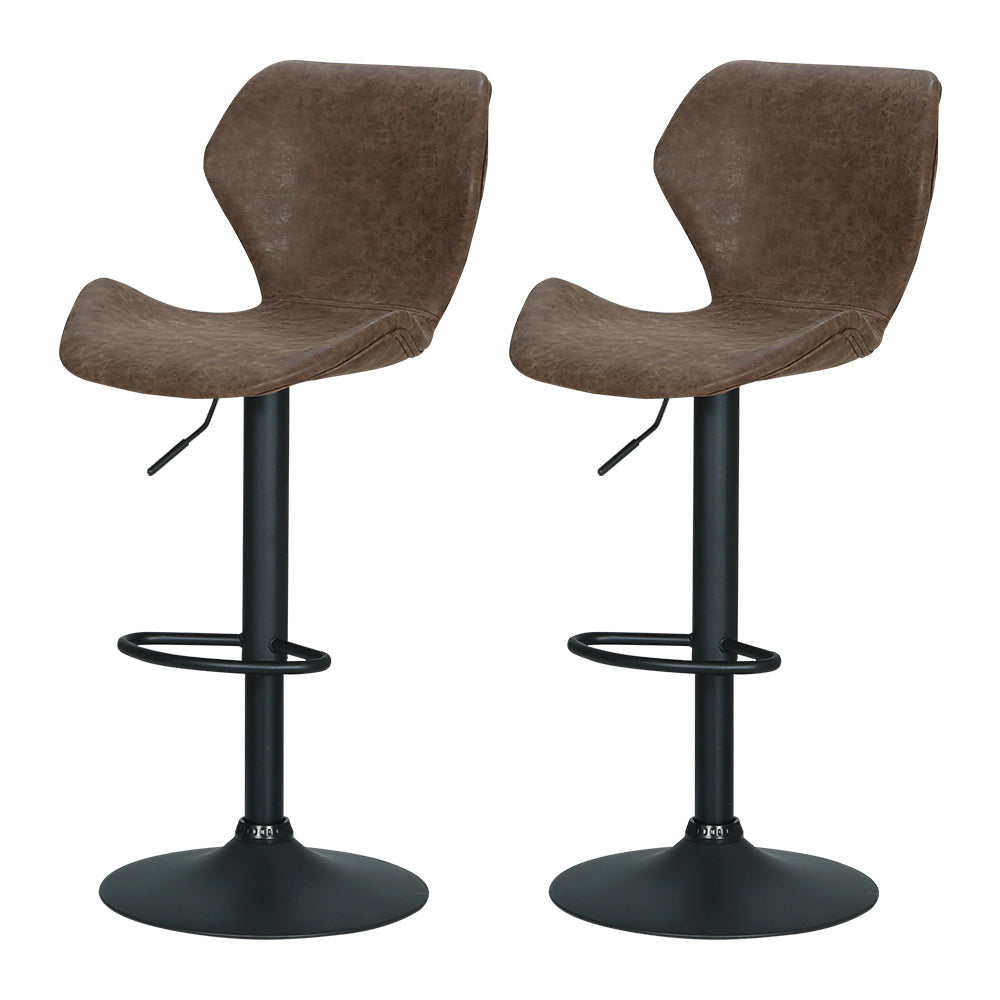 Artiss Set of 2 Bar Stools Kitchen Stool Chairs Metal Barstool Swivel Brown Frawley - Newstart Furniture