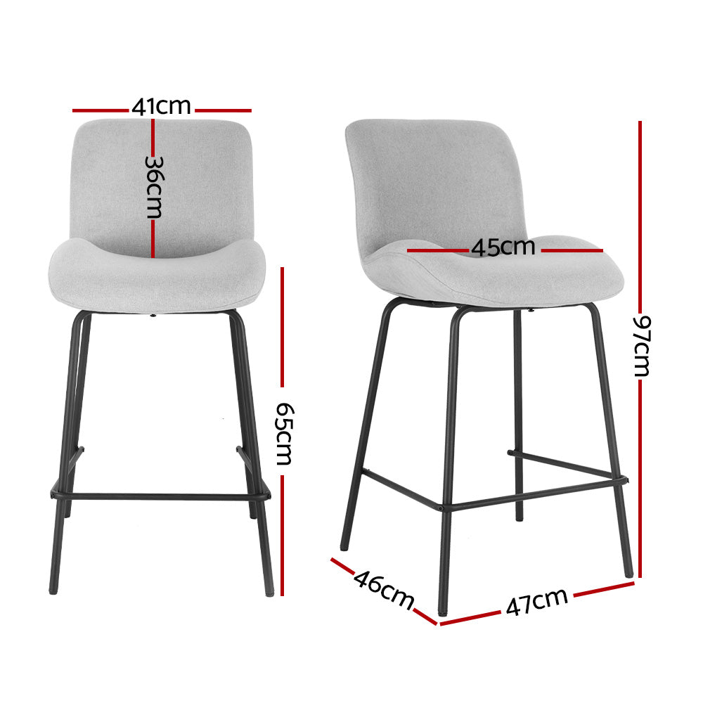 Artiss Bar Stools Metal Stool Dining Chairs Kitchen Counter Barstools Fabric x2 - Newstart Furniture