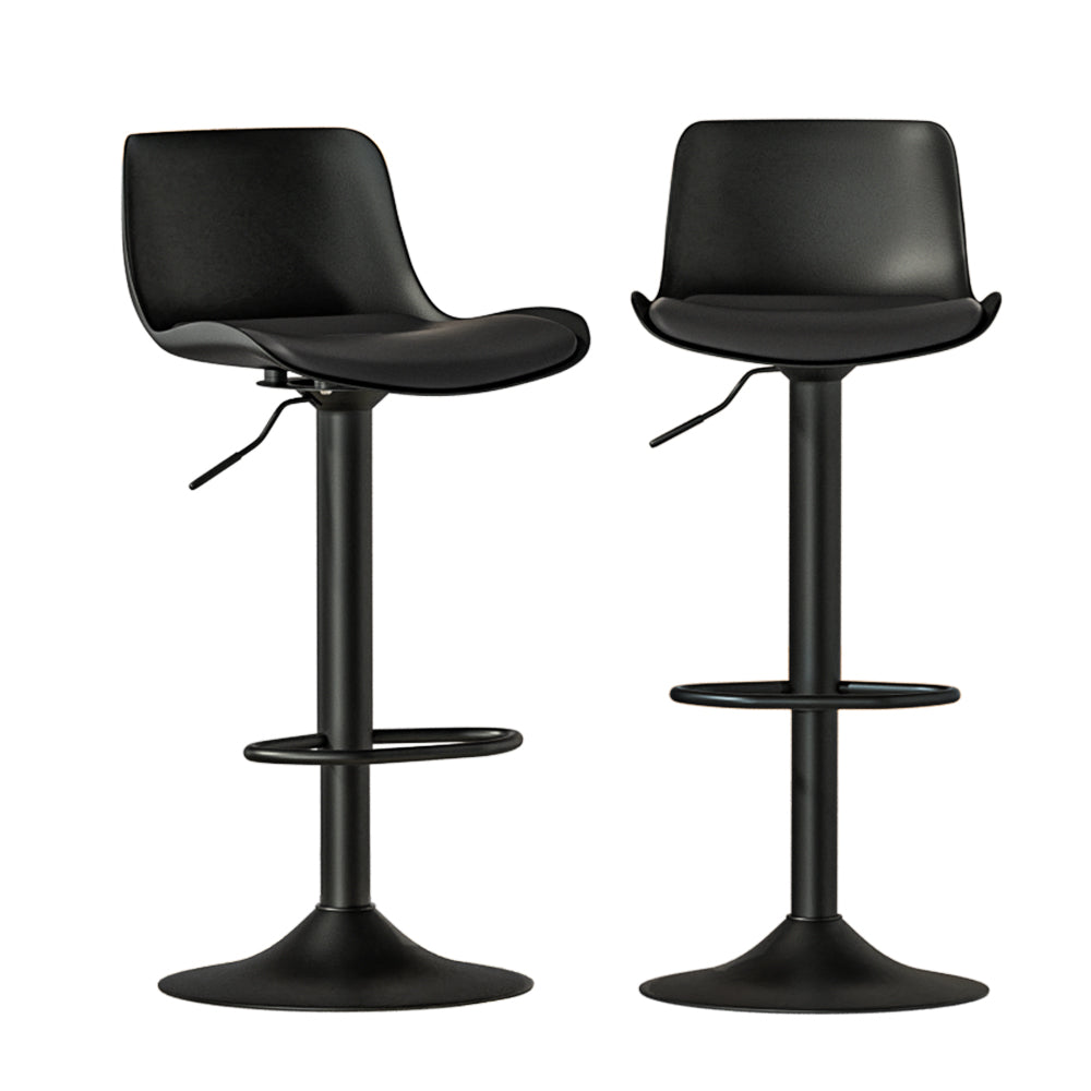 Artiss Bar Stools Kitchen Swivel Gas Lift Stool Leather Dining Chairs Black x2 - Newstart Furniture