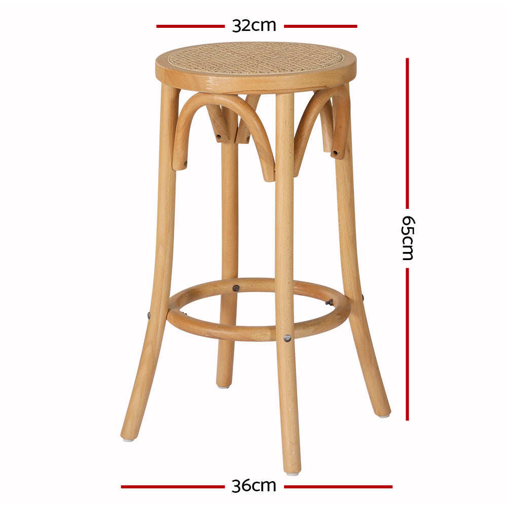 Artiss Bar Stools Wooden Stool Counter Chair Kitchen Barstools Rattan Seat - Newstart Furniture