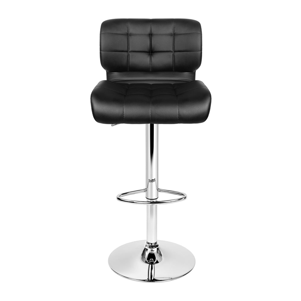 Artiss Set of 2 PU Leather Gas Lift Bar Stools - Black and Chrome - Newstart Furniture