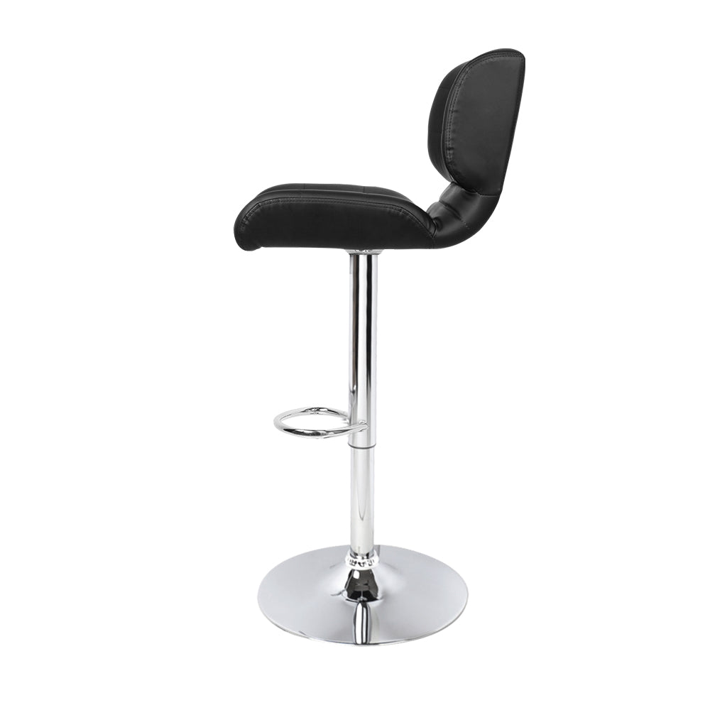 Artiss Set of 2 PU Leather Gas Lift Bar Stools - Black and Chrome - Newstart Furniture