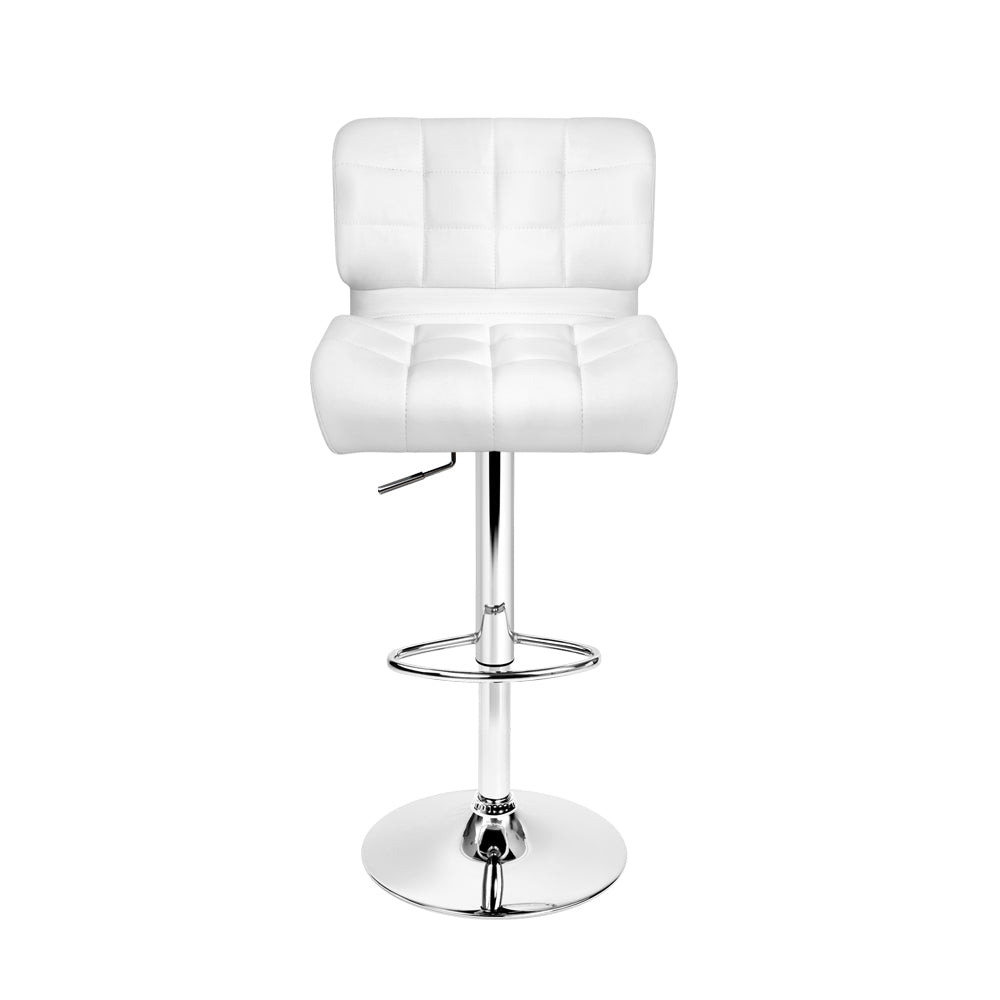 Artiss Set of 2 PU Leather Gas Lift Bar Stools - White and Chrome - Newstart Furniture