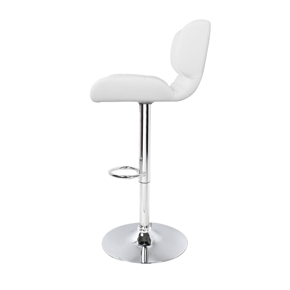 Artiss Set of 2 PU Leather Gas Lift Bar Stools - White and Chrome - Newstart Furniture