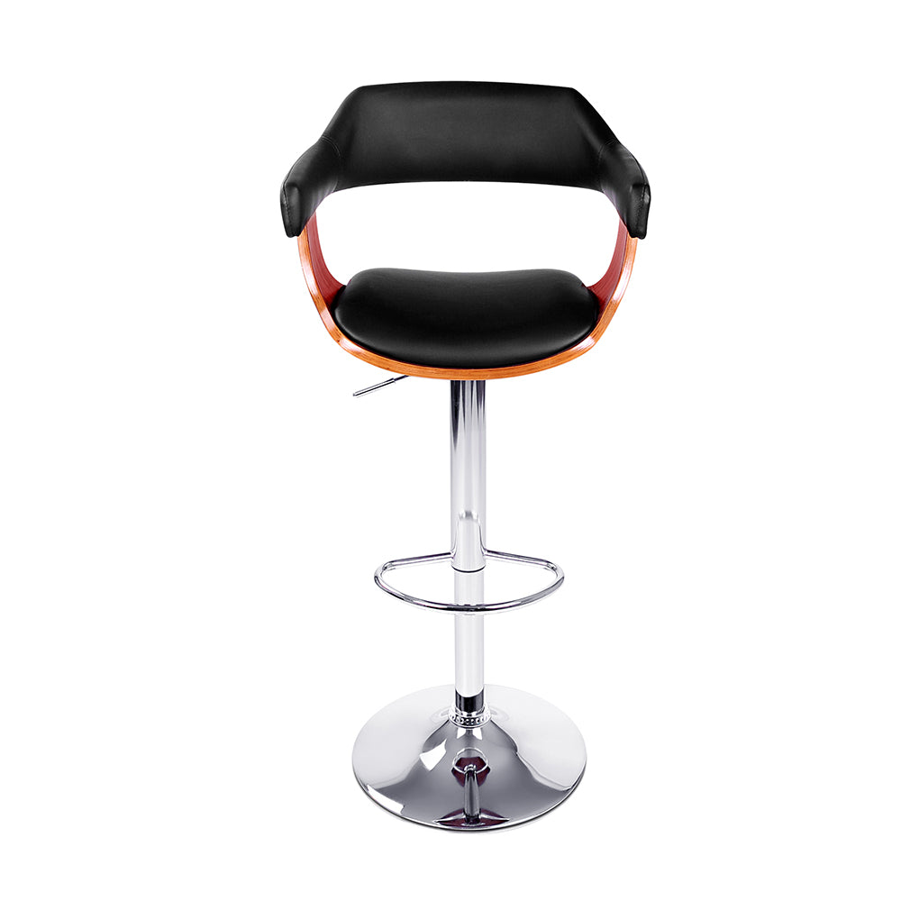 Artiss Swivel Bar Stools with Armrest | Black PU Leather Set of 2