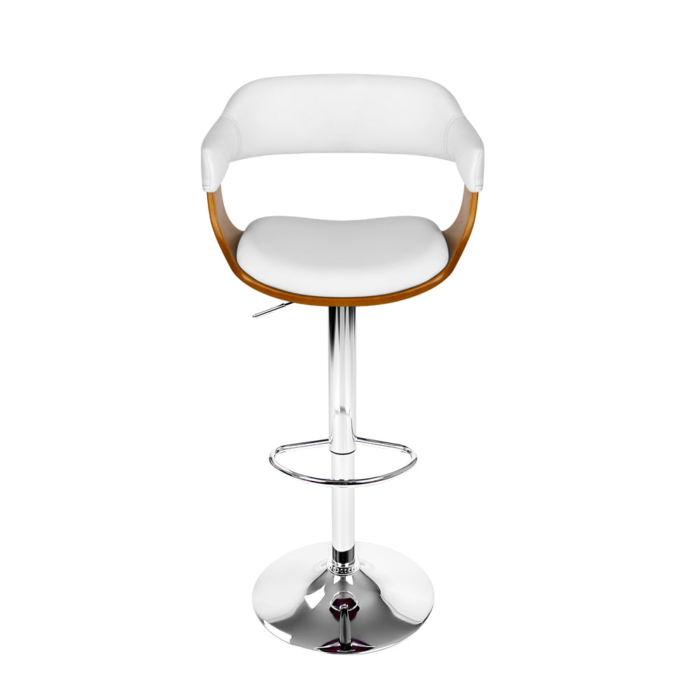 Artiss White Leather Bar Stool with Armrest & Gas Lift