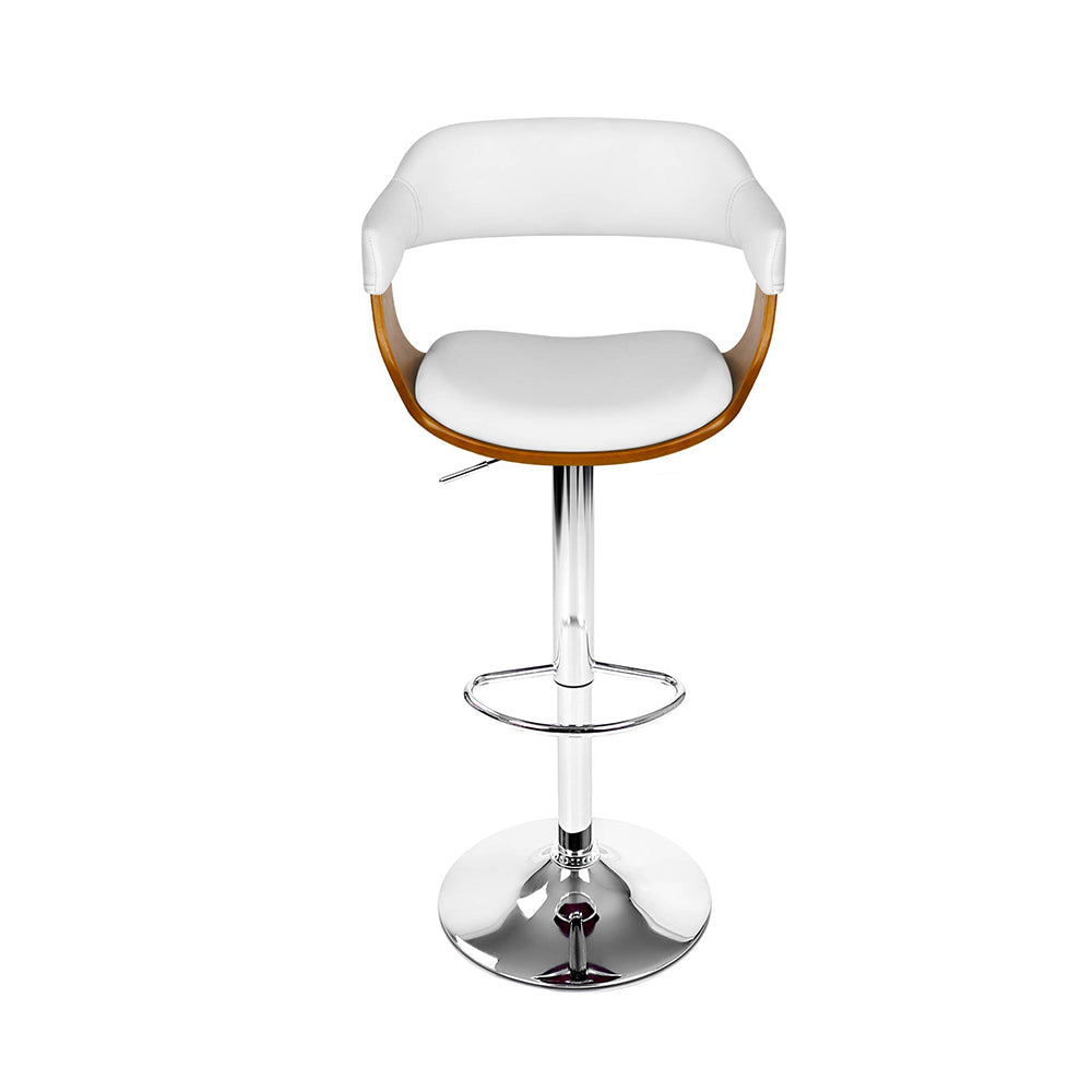 Artiss White PU Leather Bar Stools with Armrest (Set of 2)