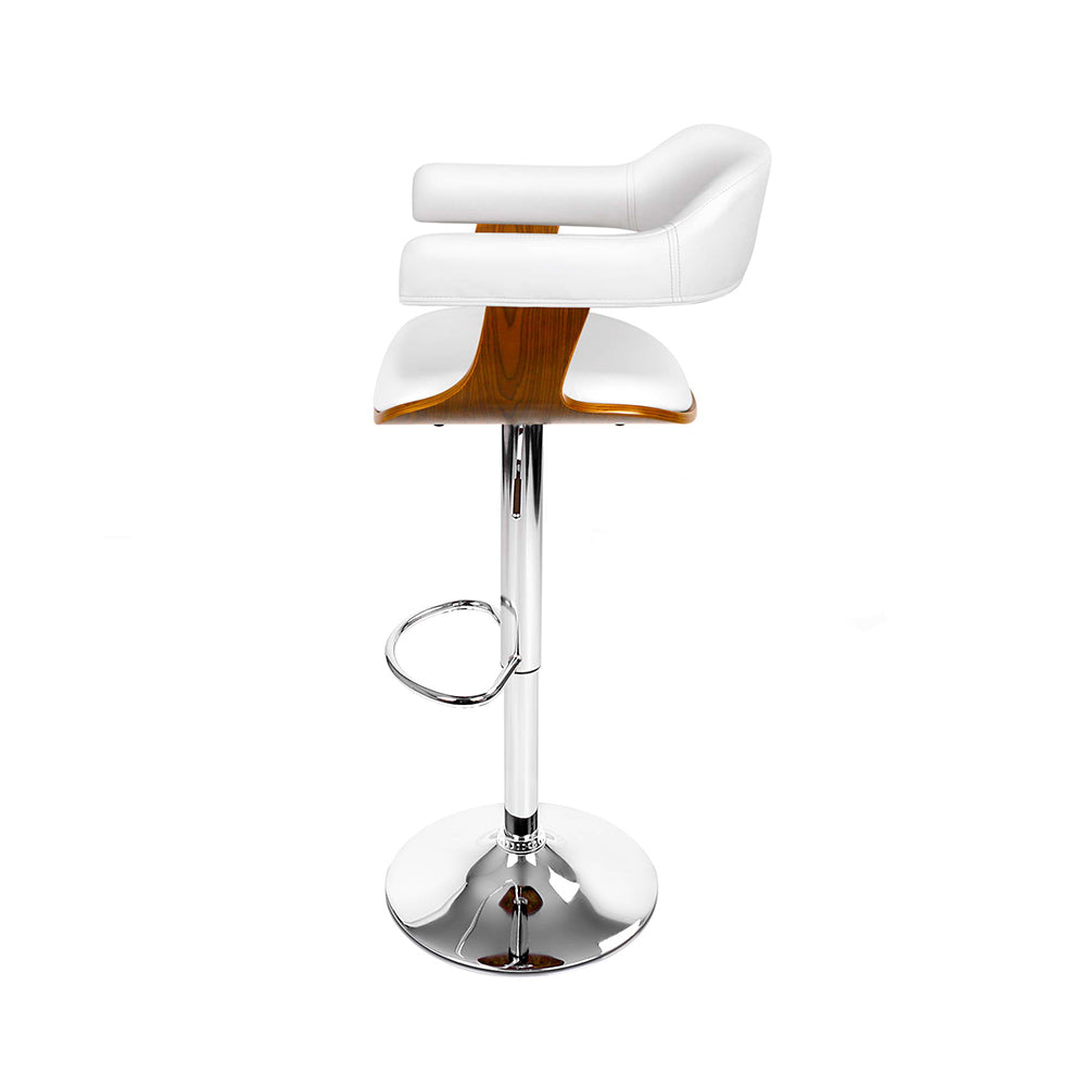 Artiss White PU Leather Bar Stools with Armrest (Set of 2)