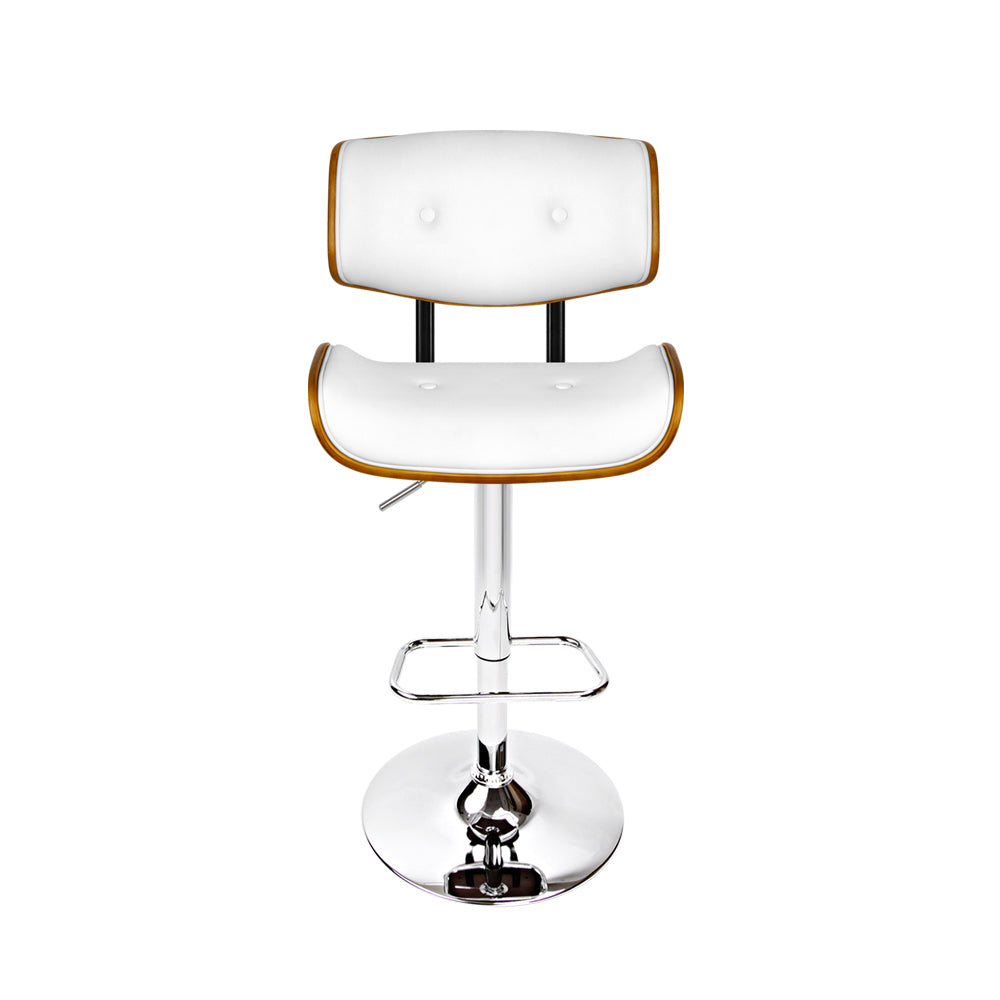 Artiss Wooden Gas Lift Bar Stool - White and Chrome - Newstart Furniture