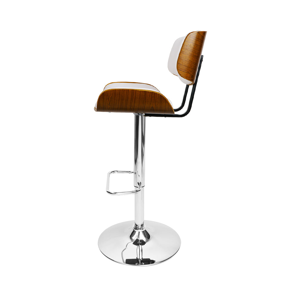 Artiss Wooden Gas Lift Bar Stool - White and Chrome - Newstart Furniture