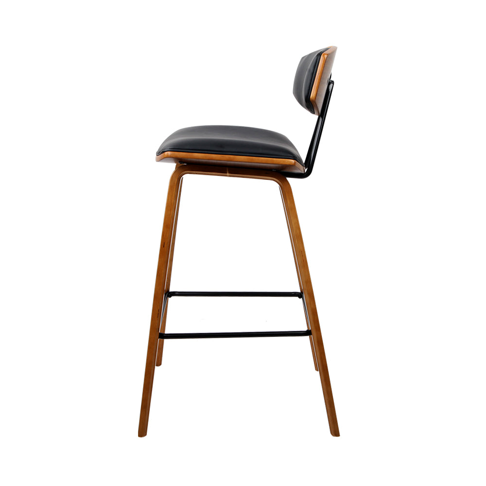 Artiss Set of 2 PU Leather Circular Footrest Bar Stools - Black - Newstart Furniture