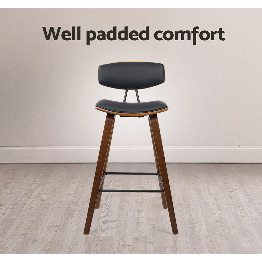 Artiss Set of 2 PU Leather Circular Footrest Bar Stools - Black - Newstart Furniture