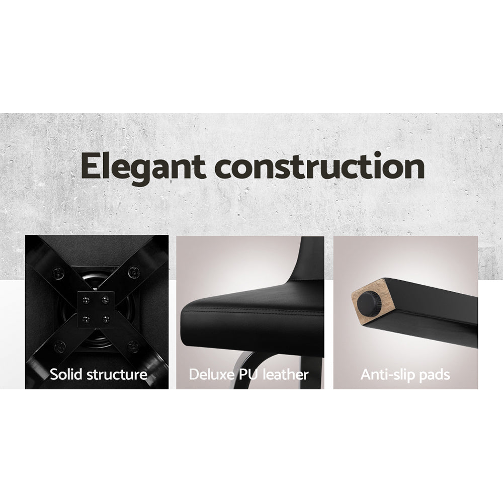Artiss Set of 4 Wooden PU Leather Bar Stool - Black - Newstart Furniture