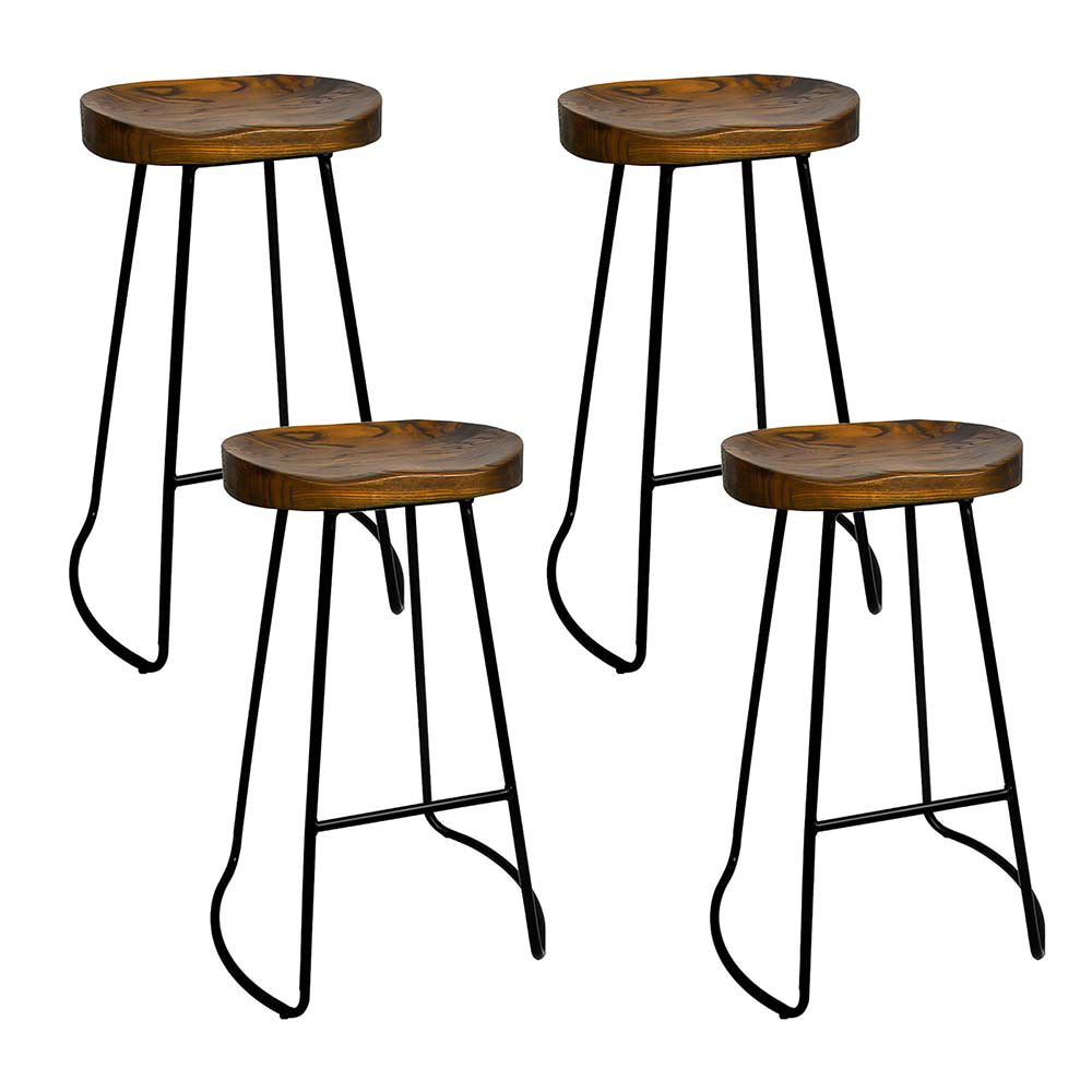 Artiss Set of 4 Elm Wood Backless Bar Stools 75cm - Black - Newstart Furniture