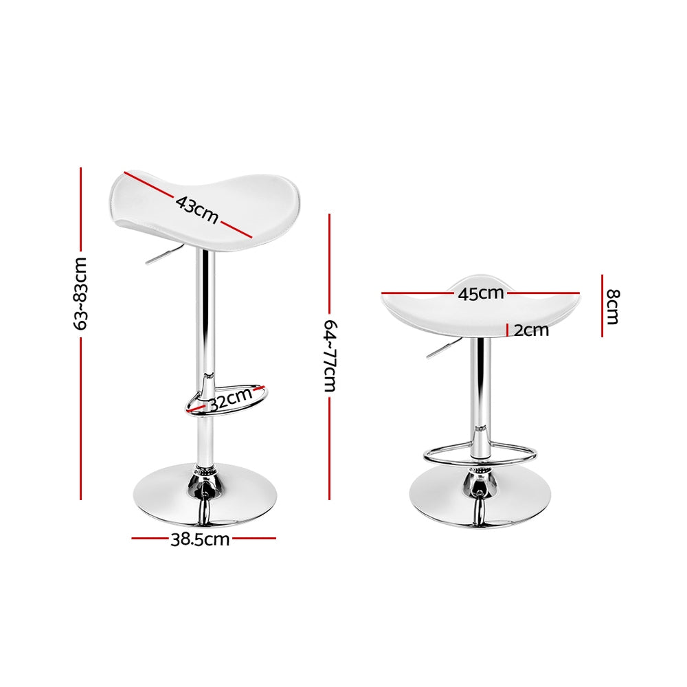 Artiss Set of 2 Gas Lift Bar Stools PU Leather - White and Chrome - Newstart Furniture