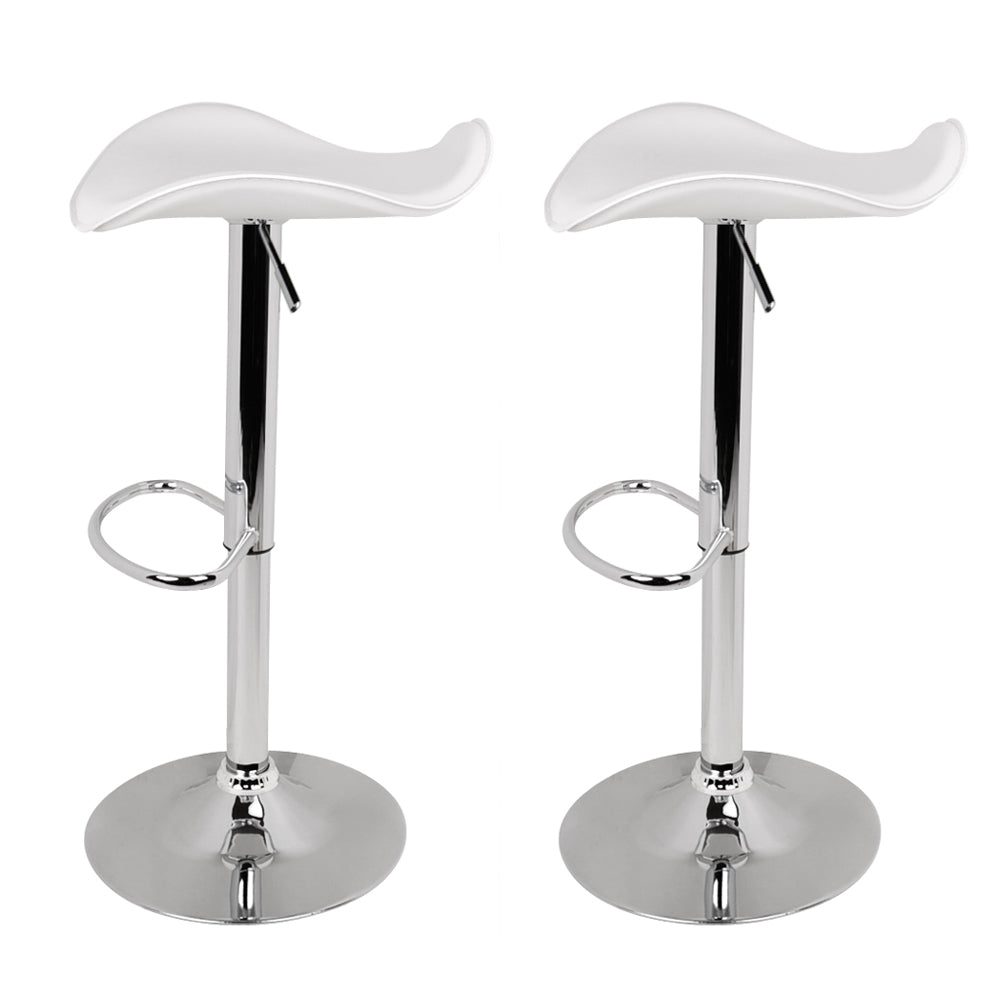 Artiss Set of 2 Gas Lift Bar Stools PU Leather - White and Chrome - Newstart Furniture