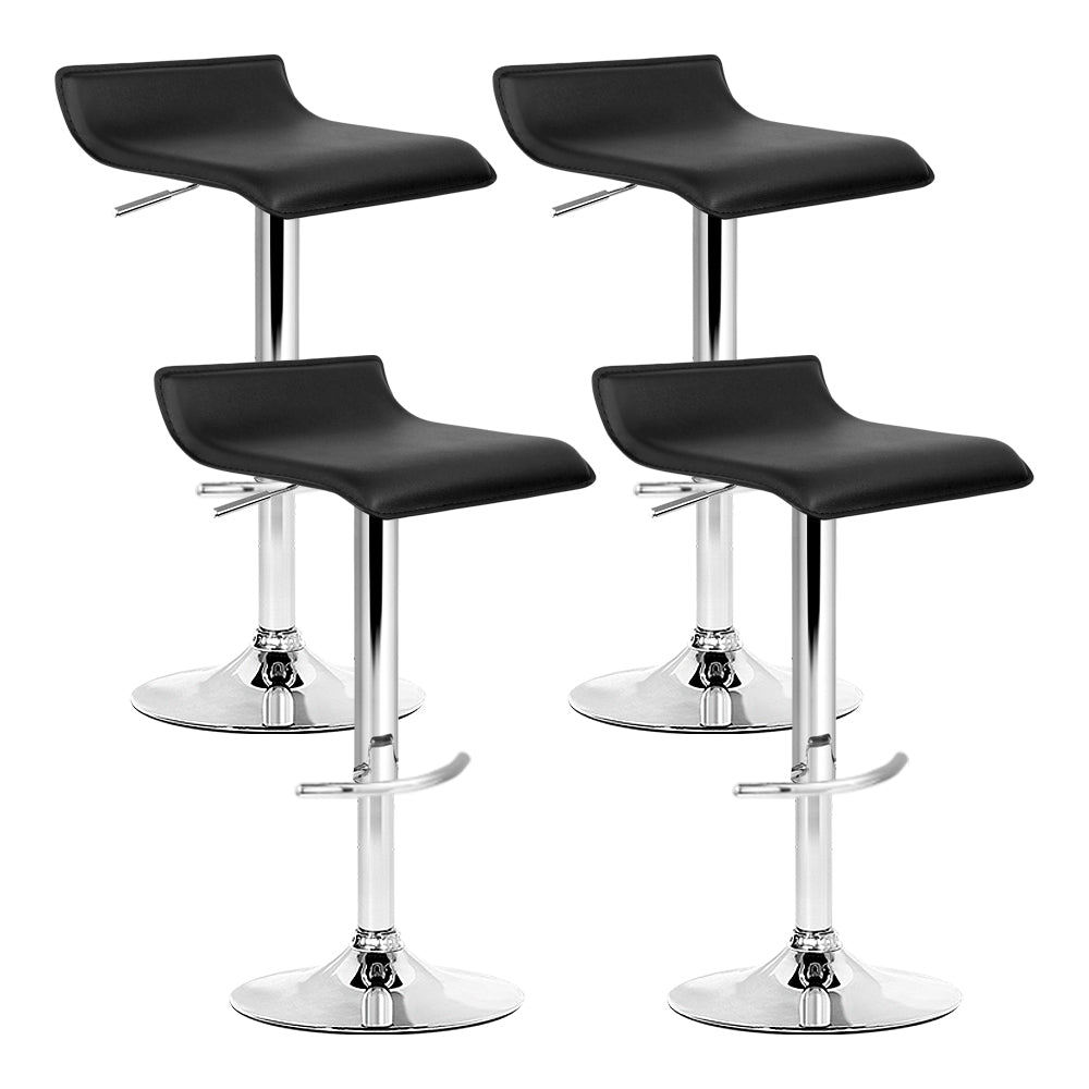 Artiss Set of 4 PU Leather Wave Style Bar Stools - Black - Newstart Furniture