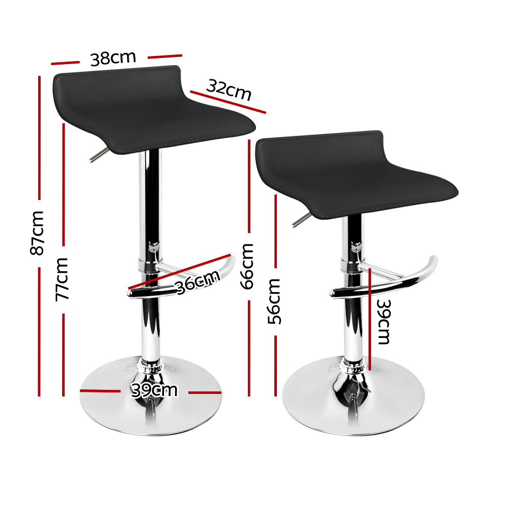 Artiss Set of 4 PU Leather Wave Style Bar Stools - Black - Newstart Furniture