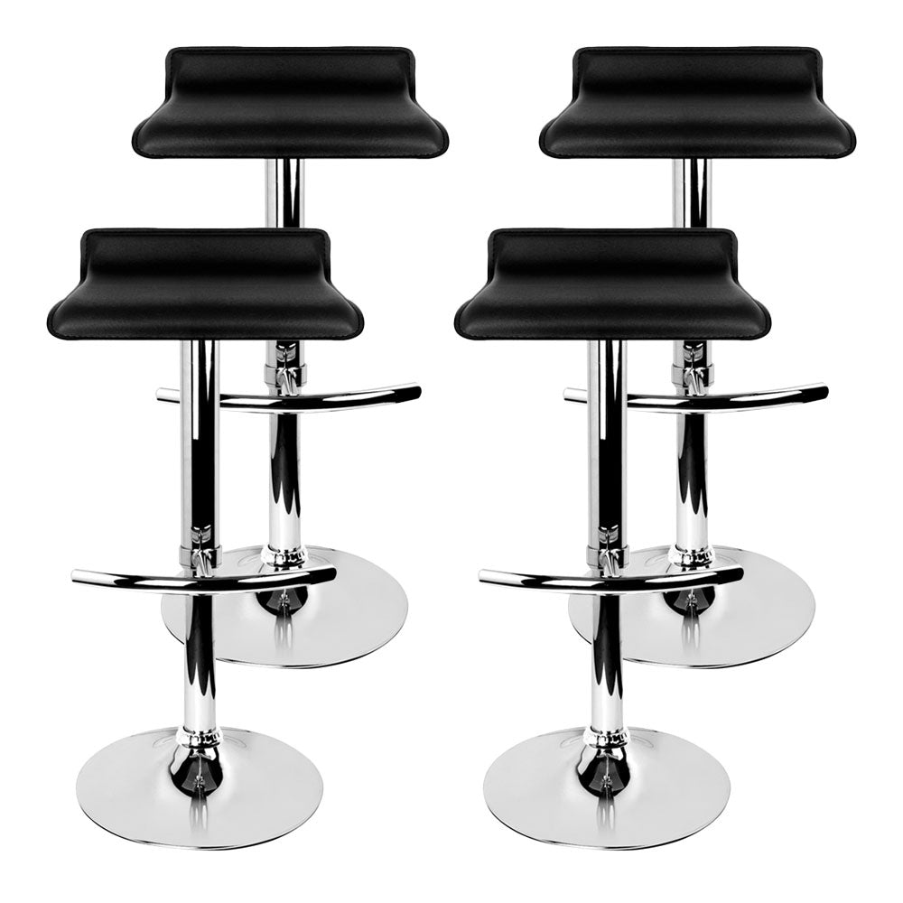 Artiss Set of 4 PU Leather Wave Style Bar Stools - Black - Newstart Furniture