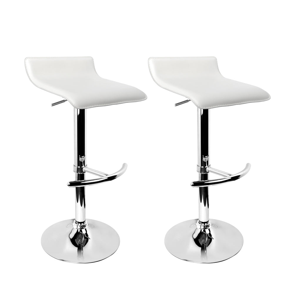 Artiss Set of 2 PU Leather Wave Style Bar Stools - White - Newstart Furniture