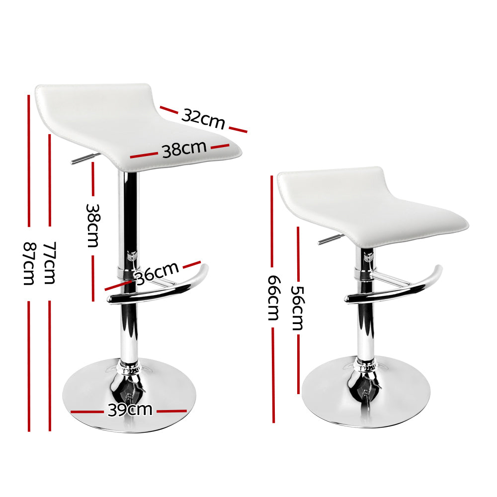 Artiss Set of 2 PU Leather Wave Style Bar Stools - White - Newstart Furniture