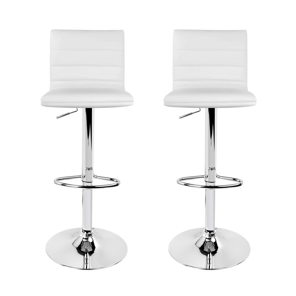 Artiss Set of 2 PU Leather Bar Stools Padded Line Style - White - Newstart Furniture