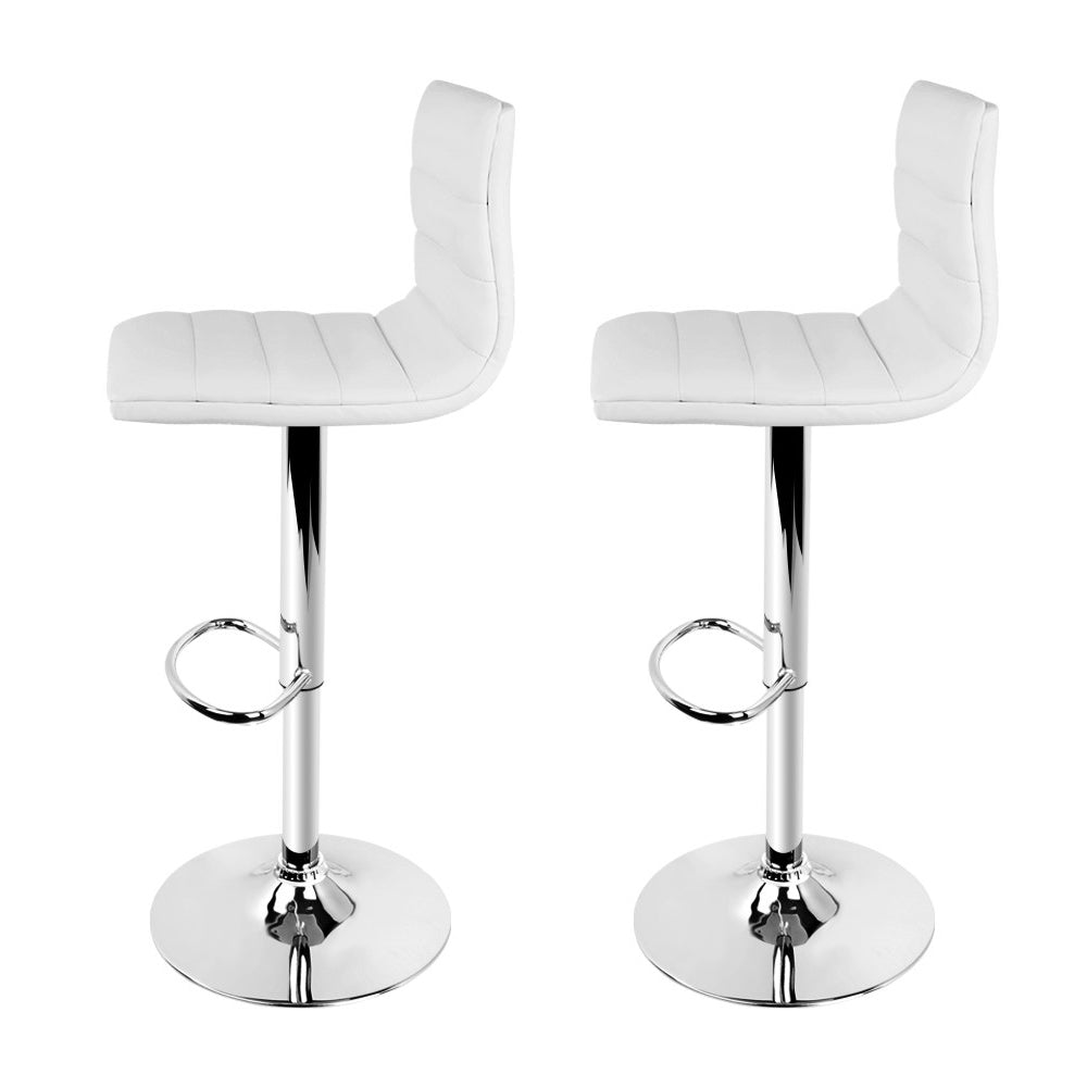 Artiss Set of 2 PU Leather Bar Stools Padded Line Style - White - Newstart Furniture