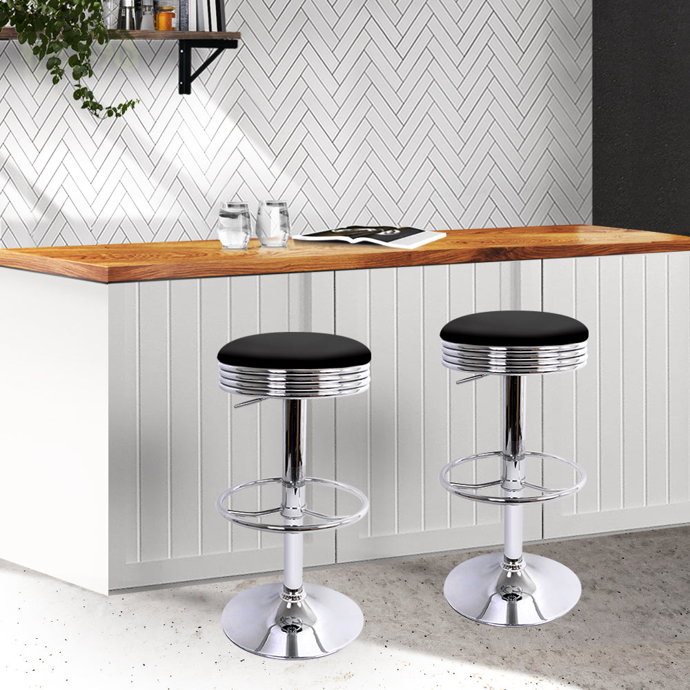 Artiss Set of 4 PU Leather Backless Bar Stools - Black and Chrome - Newstart Furniture