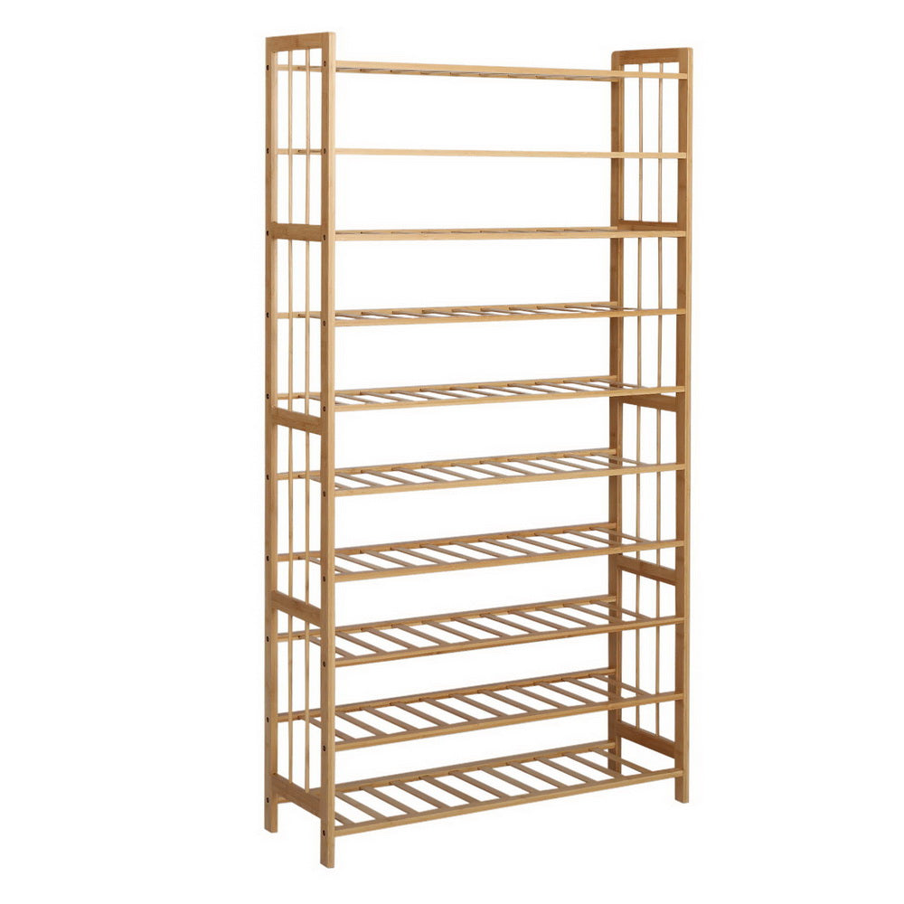 Artiss 10-Tier Bamboo Shoe Rack Wooden Shelf Stand Storage Organizer - Newstart Furniture