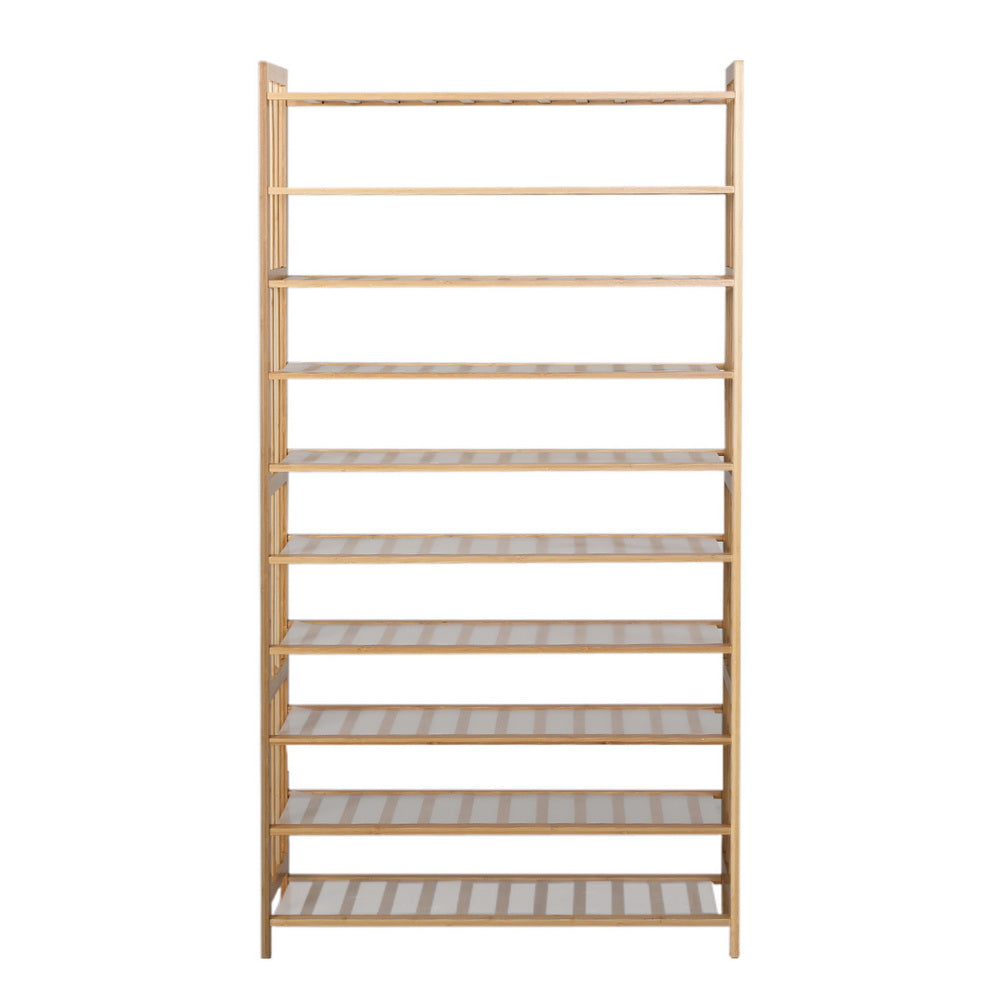 Artiss 10-Tier Bamboo Shoe Rack Wooden Shelf Stand Storage Organizer - Newstart Furniture