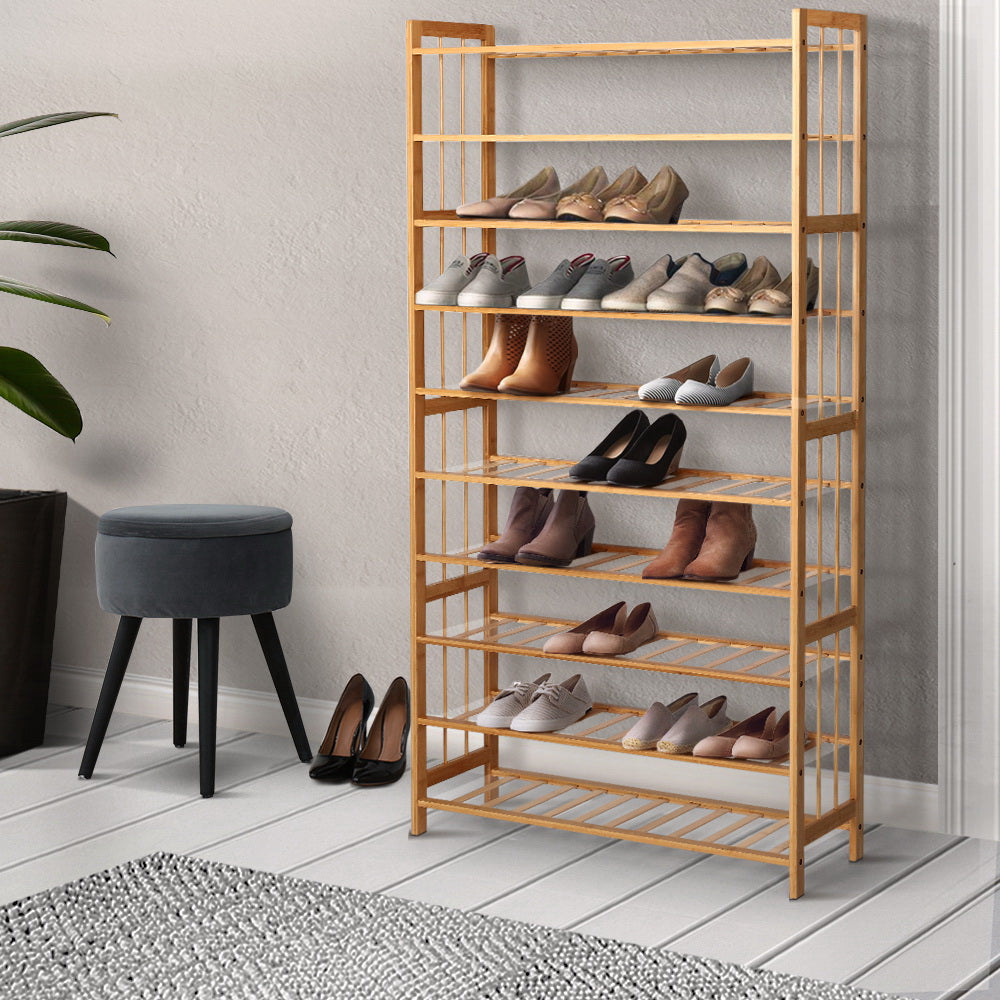 Artiss 10-Tier Bamboo Shoe Rack Wooden Shelf Stand Storage Organizer - Newstart Furniture