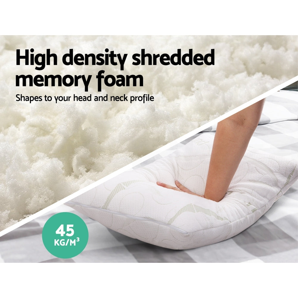 Giselle Bamboo Memory Foam Pillow Twin Pack 70x40cm