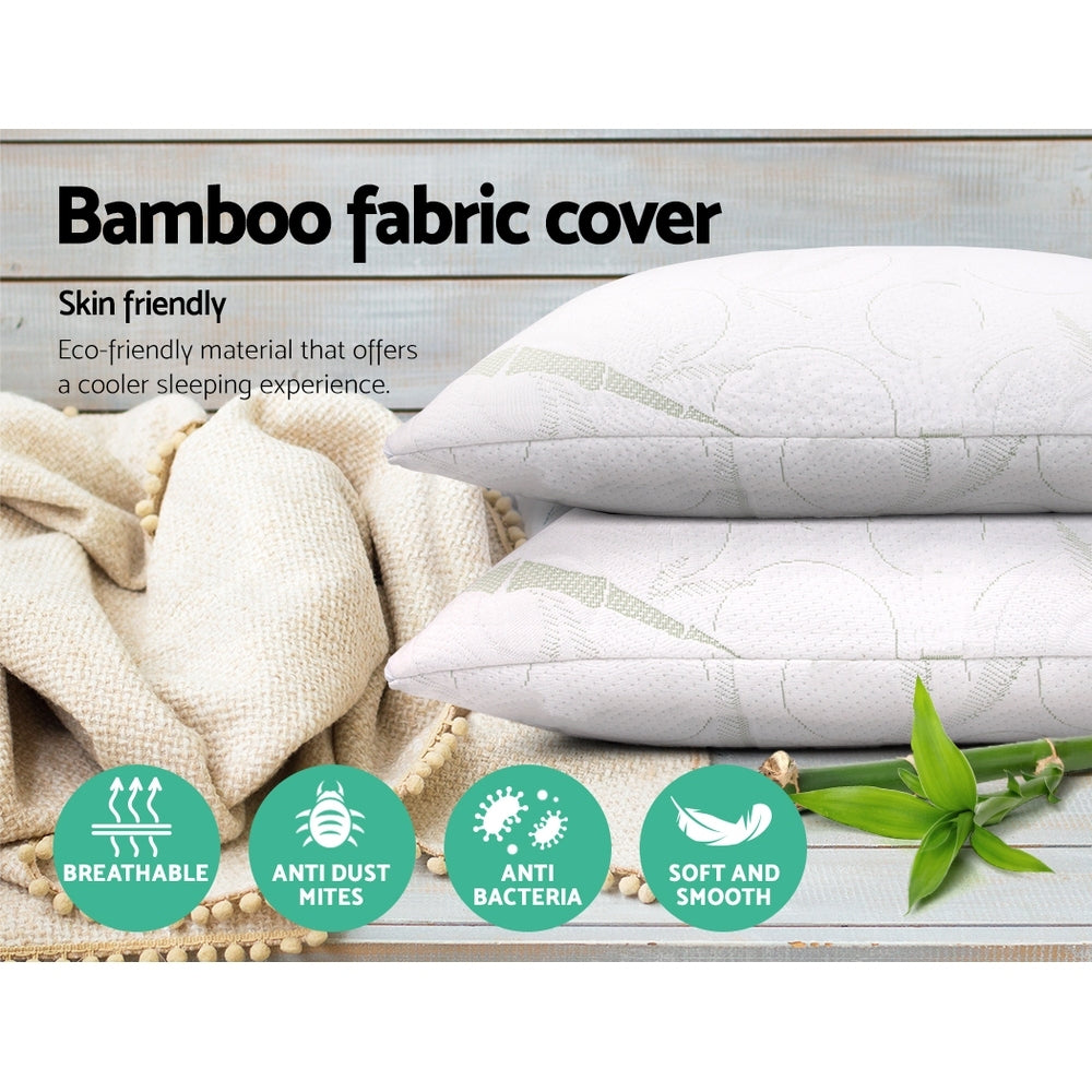 Giselle Bamboo Memory Foam Pillow Twin Pack 70x40cm