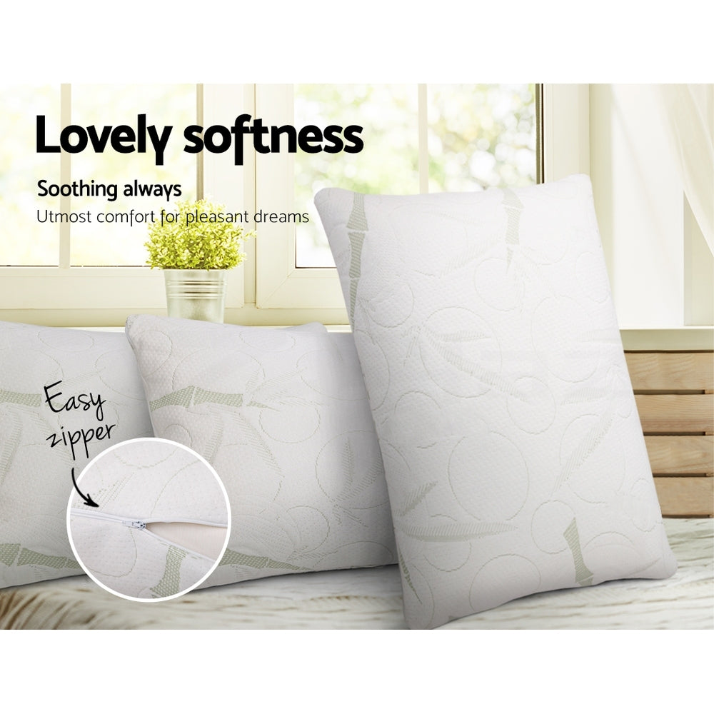 Giselle Bamboo Memory Foam Pillow Twin Pack 70x40cm