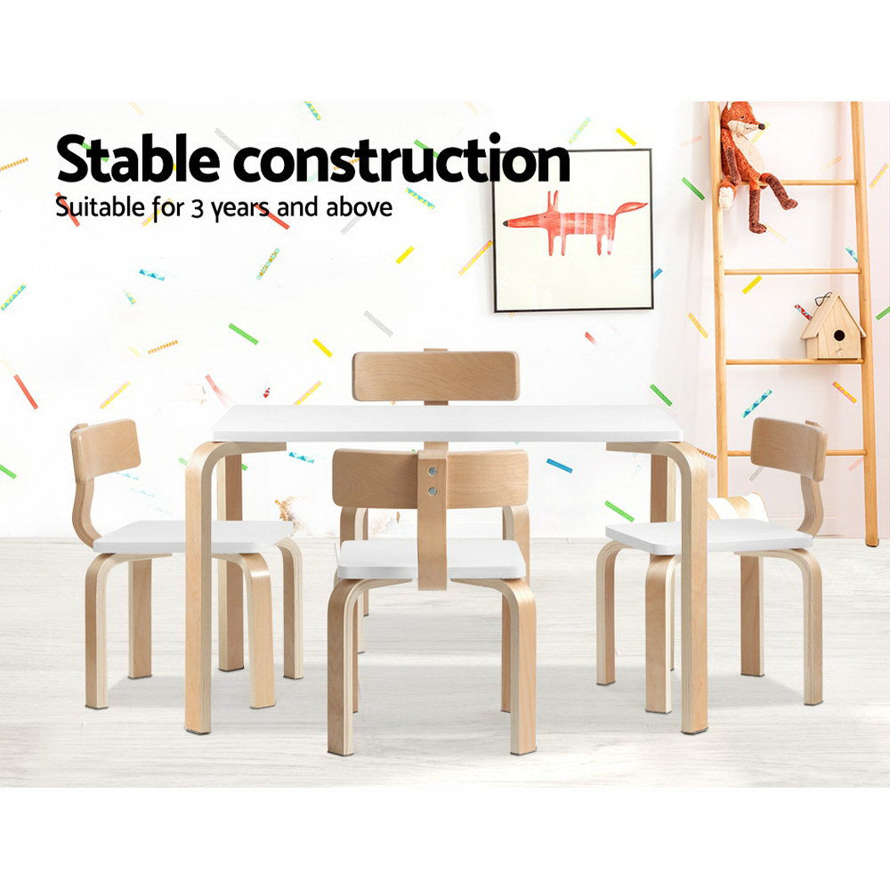 Keezi Nordic Kids Table Chair Set Desk 5PC Activity Dining Study Children Modern - Newstart Furniture