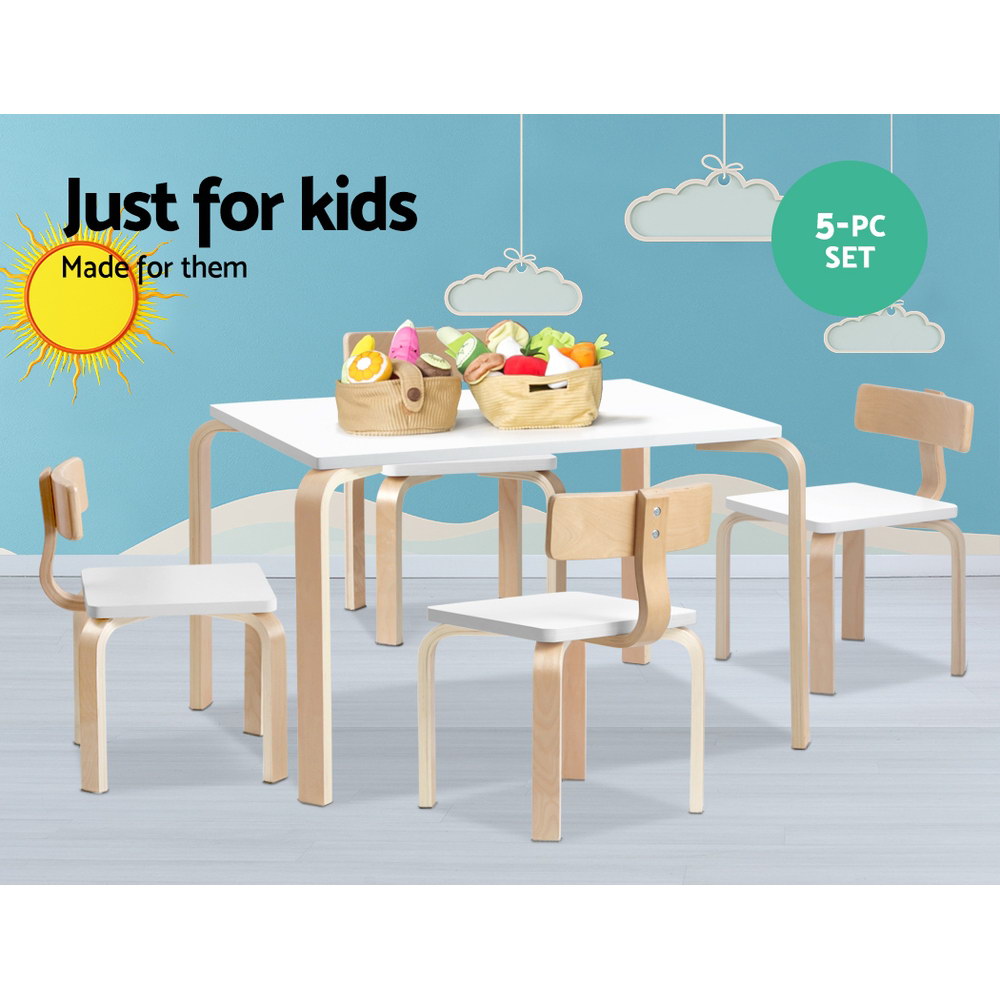 Keezi Nordic Kids Table Chair Set Desk 5PC Activity Dining Study Children Modern - Newstart Furniture