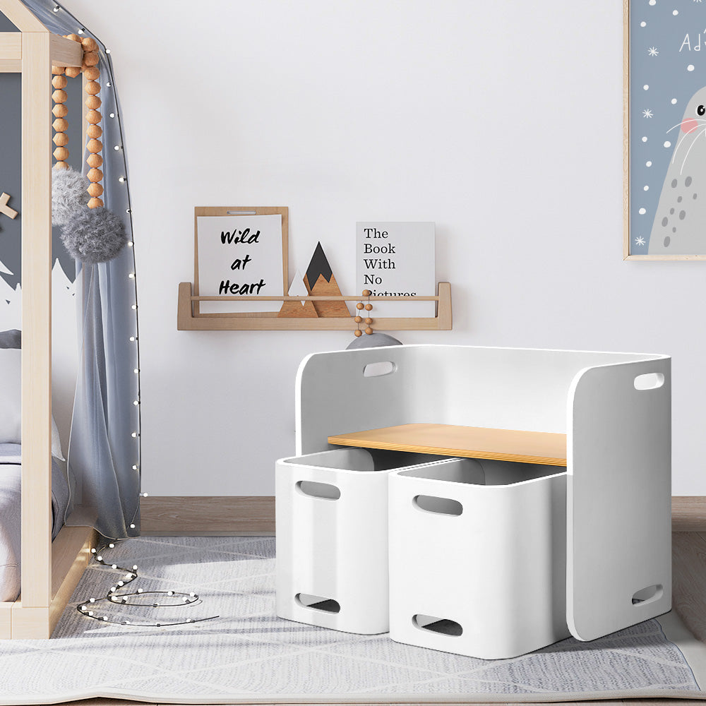 Keezi 3 PC Nordic Kids Table Chair Set White Desk Activity Compact Children - Newstart Furniture
