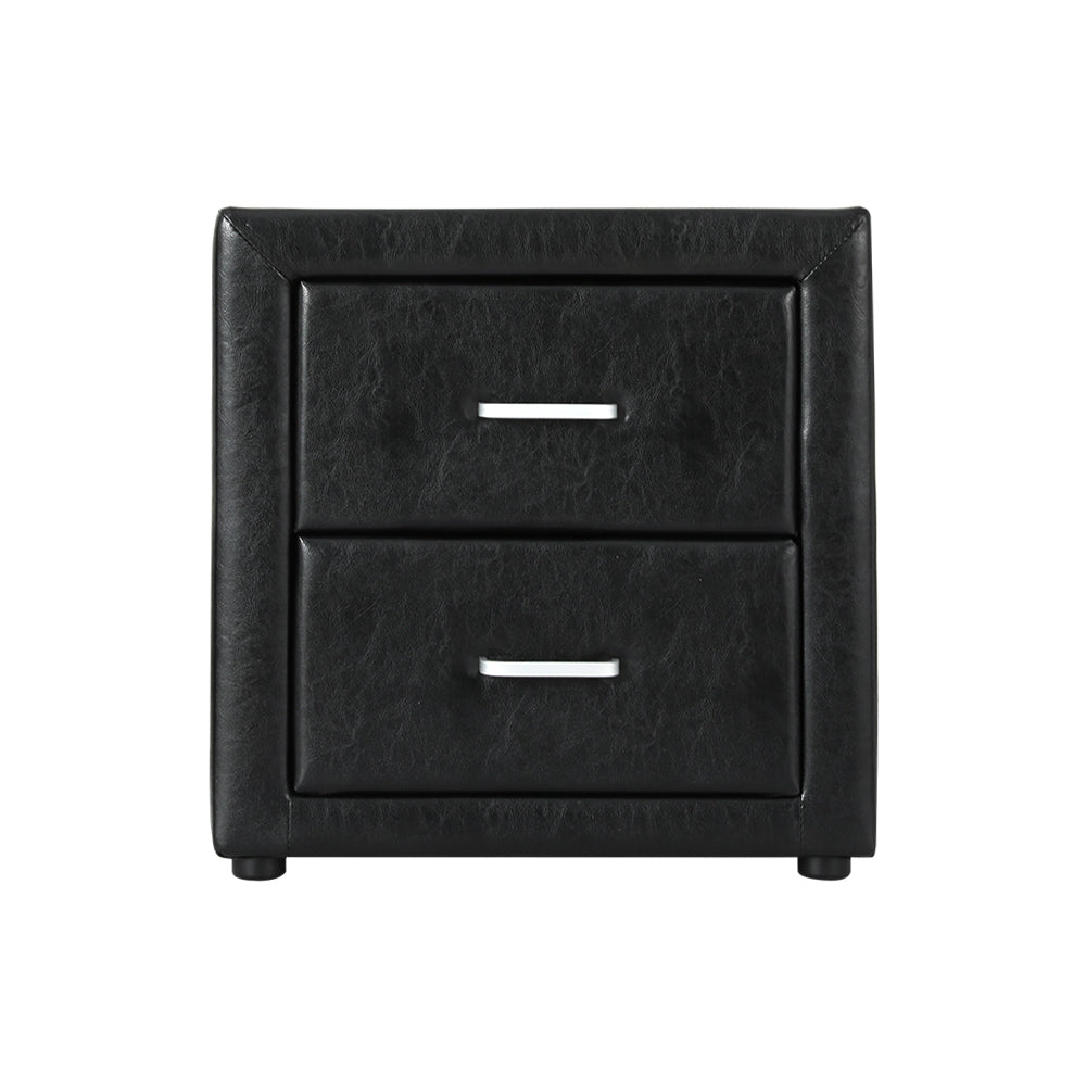 Artiss PVC Leather Bedside Table Black