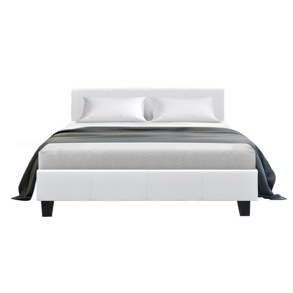Artiss Neo Double Bed in White - Side View