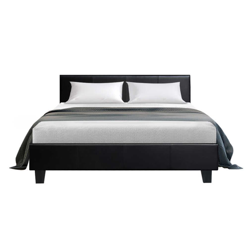 Artiss Neo Double Bed in Black - Side View
