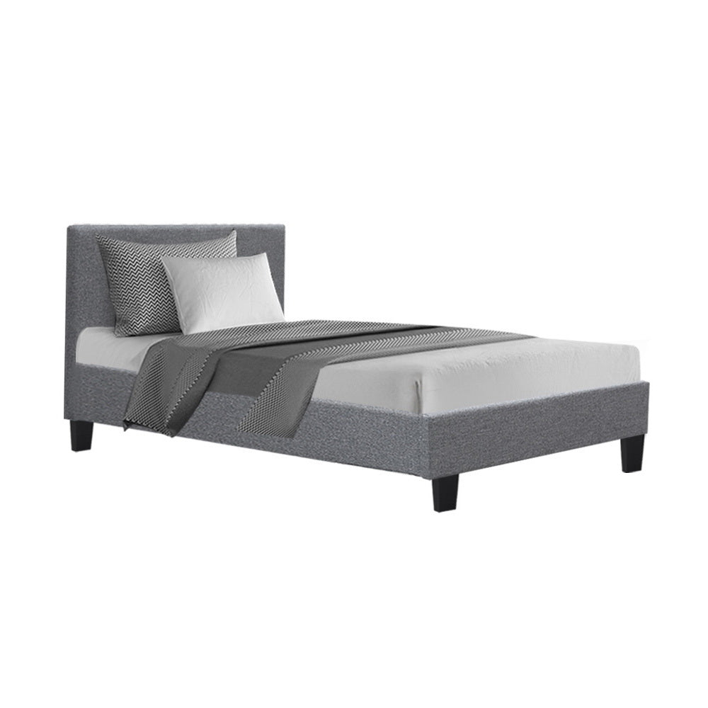 Artiss Neo King Single Bed Frame in Grey Fabric - Full View