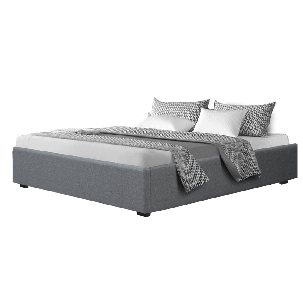 Artiss Bed Frame King Size Gas Lift Base With Storage Platform Grey Fabric Toki Collection - Newstart Furniture