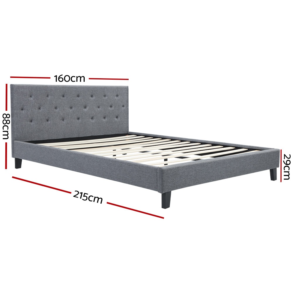 Detailed View of Grey Fabric on Vanke Queen Bed Frame